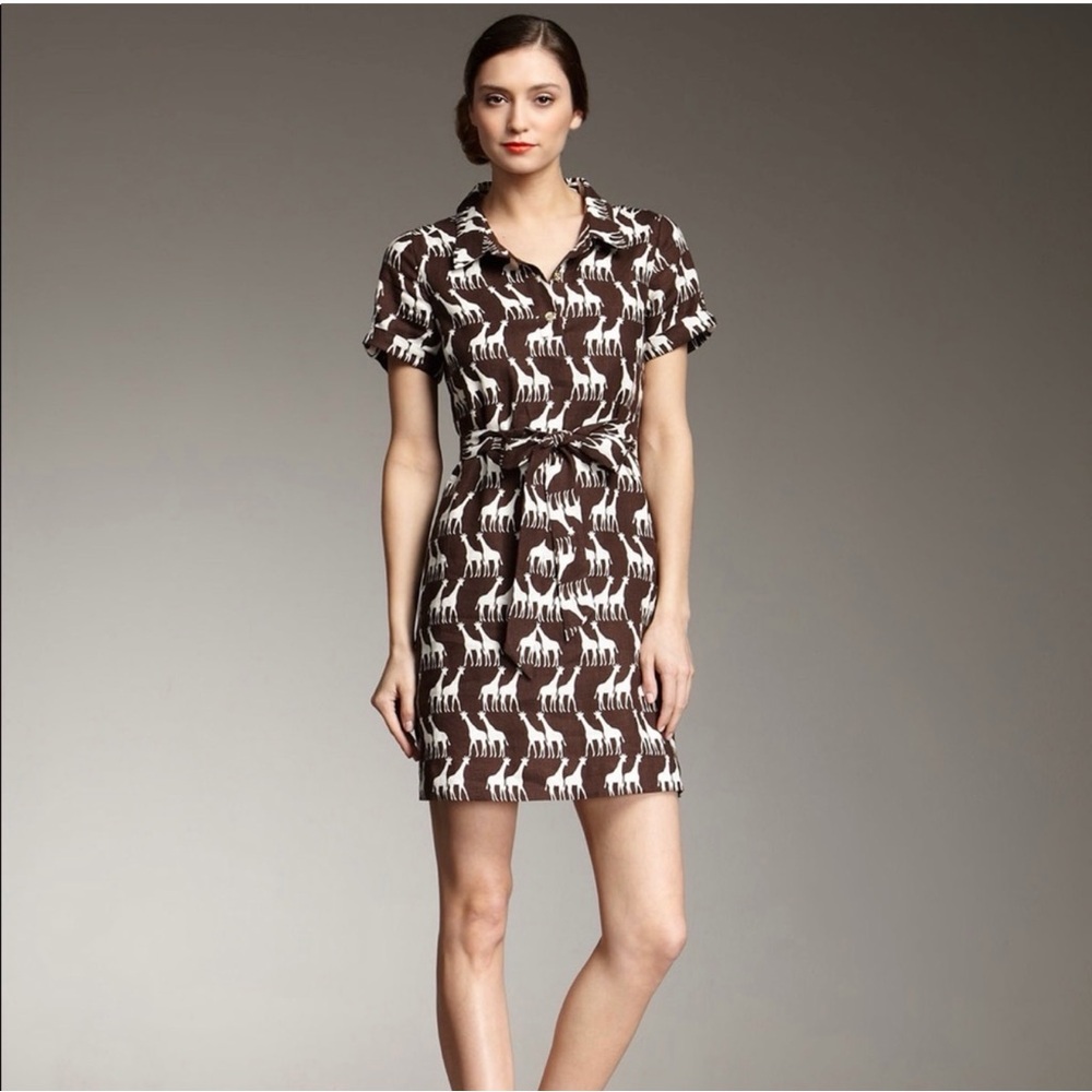 Kate Spade Black and white Dana Giraffe-Print Dress 4 silk &‎ linen NWOT